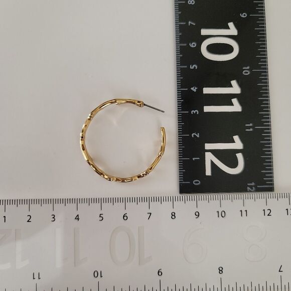 Earrings 𝅺Gold Tone Branch Hoop Earrings #0024 - Picture 5 of 8